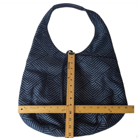 LUCKY Brand Mia Hobo Large Geometric Shoulder Bag in Blue Woven Cotton - Picture 3 of 10